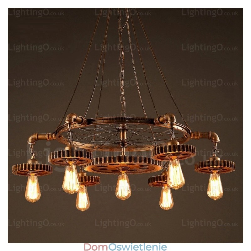 7-punktowa lampa wisząca w stylu vintage retro