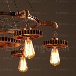 7-punktowa lampa wisząca w stylu vintage retro