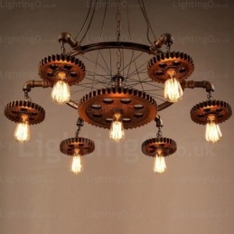7-punktowa lampa wisząca w stylu vintage retro
