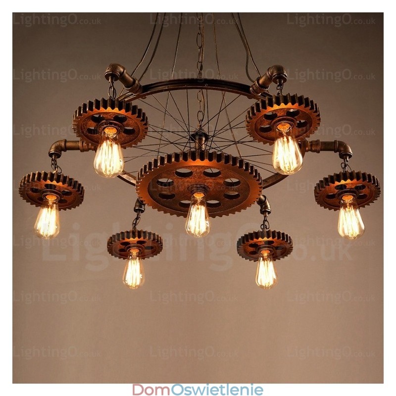7-punktowa lampa wisząca w stylu vintage retro