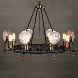 6-punktowa lampa wisząca w stylu vintage retro z kloszem szklanym