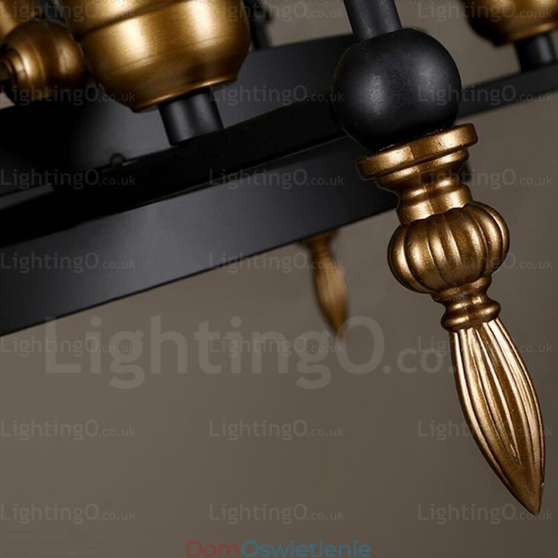 6-punktowa lampa wisząca w stylu vintage retro z kloszem szklanym
