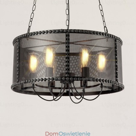 6-punktowa lampa wisząca w stylu vintage retro z kloszem ze stali nierdzewnej