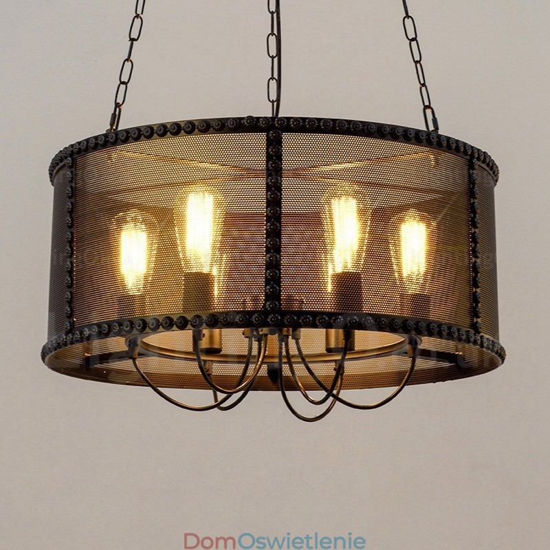 6-punktowa lampa wisząca w stylu vintage retro z kloszem ze stali nierdzewnej