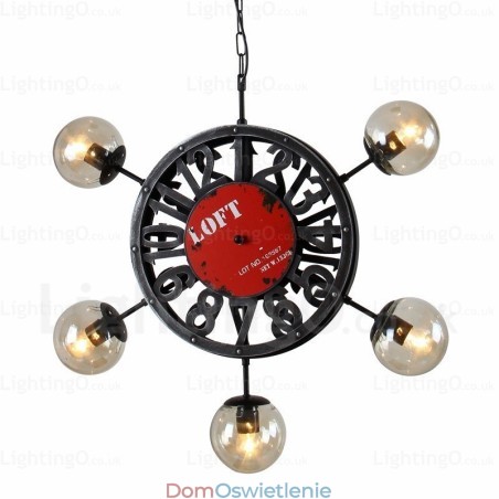 5-punktowa lampa wisząca w stylu vintage retro z kloszem szklanym 5-punktowa lampa wisząca w stylu vintage retro z kloszem szklanym