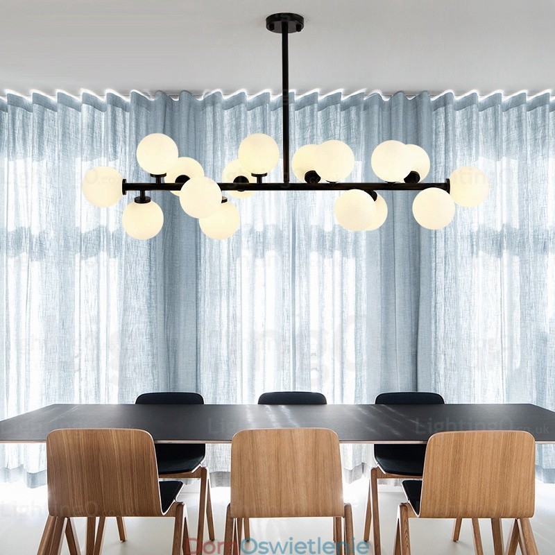 16-punktowa lampa wisząca Nordic z kloszem szklanym