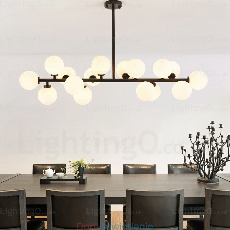 16-punktowa lampa wisząca Nordic z kloszem szklanym