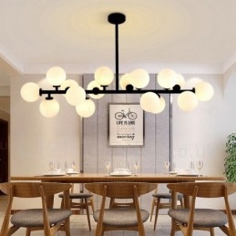 16-punktowa lampa wisząca Nordic z kloszem szklanym