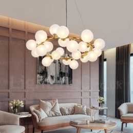 25-punktowa lampa wisząca Nordic z kloszem szklanym