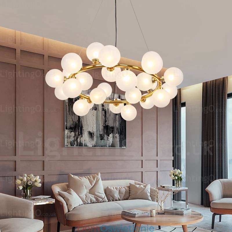 25-punktowa lampa wisząca Nordic z kloszem szklanym