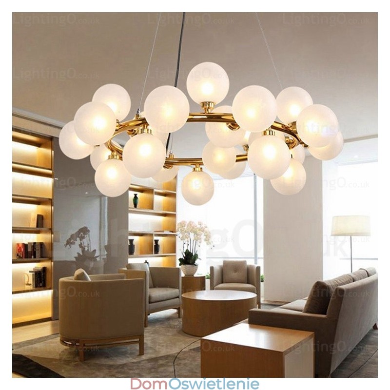 25-punktowa lampa wisząca Nordic z kloszem szklanym