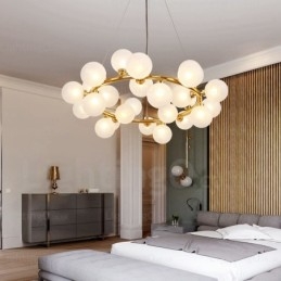 25-punktowa lampa wisząca Nordic z kloszem szklanym
