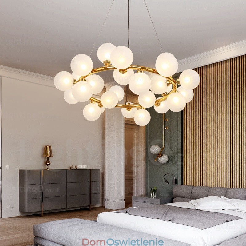 25-punktowa lampa wisząca Nordic z kloszem szklanym