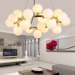 25-punktowa lampa wisząca Nordic z kloszem szklanym