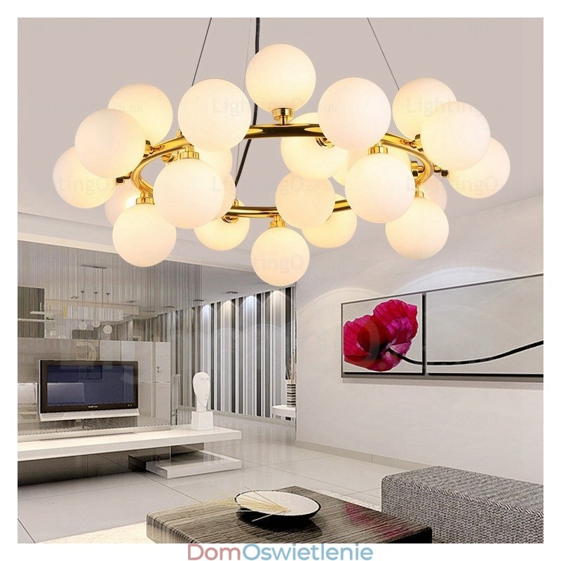 25-punktowa lampa wisząca Nordic z kloszem szklanym