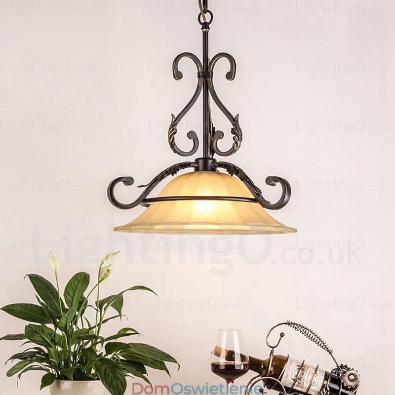 1 lampa wisząca Country Rustic z kloszem szklanym