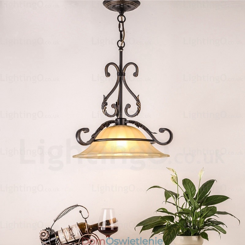 1 lampa wisząca Country Rustic z kloszem szklanym