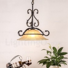 1 lampa wisząca Country Rustic z kloszem szklanym