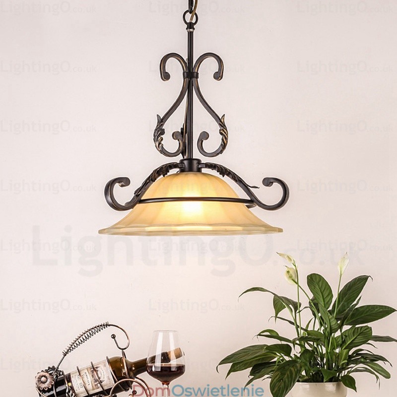 1 lampa wisząca Country Rustic z kloszem szklanym