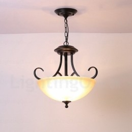 3-punktowa lampa wisząca w stylu rustykalnym z kloszem szklanym