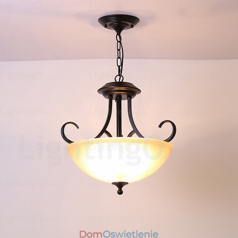3-punktowa lampa wisząca w stylu rustykalnym z kloszem szklanym