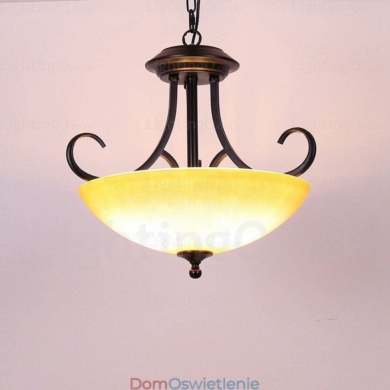 3-punktowa lampa wisząca w stylu rustykalnym z kloszem szklanym