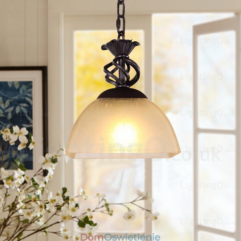 1 lampa wisząca Country Rustic z kloszem szklanym
