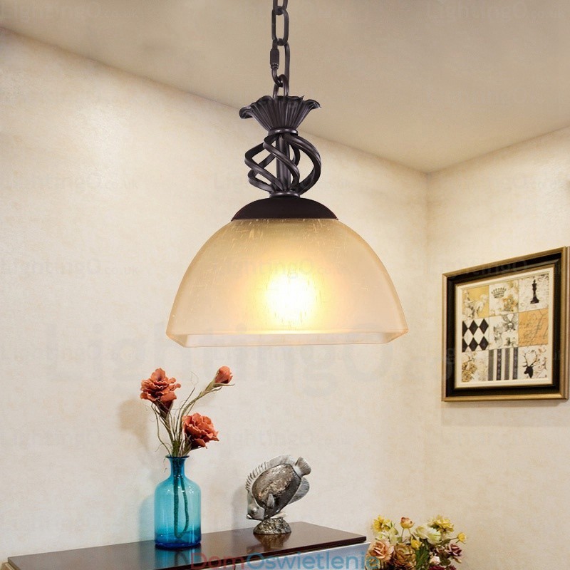 1 lampa wisząca Country Rustic z kloszem szklanym