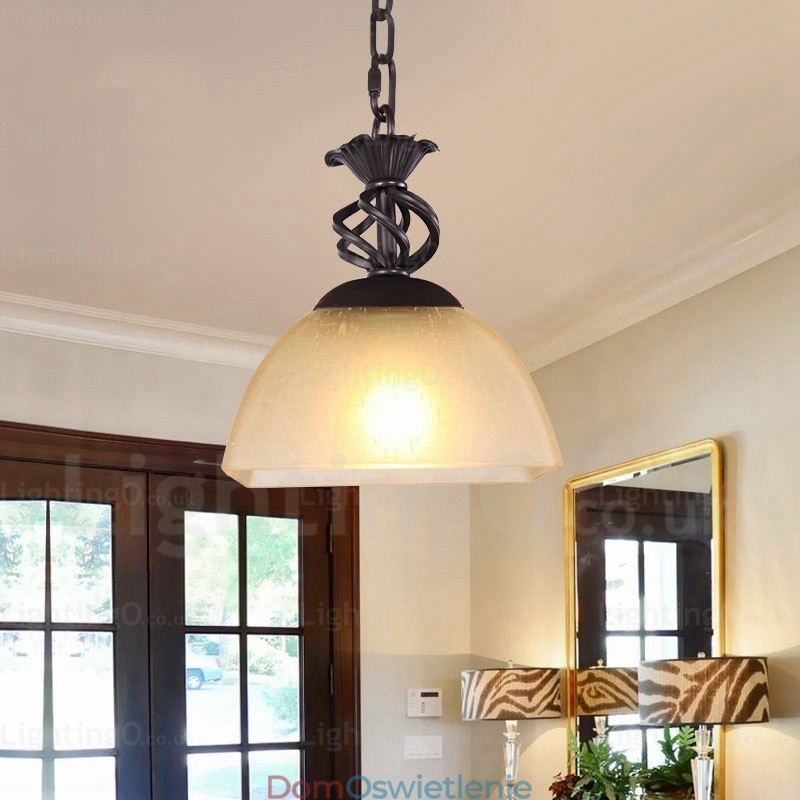 1 lampa wisząca Country Rustic z kloszem szklanym