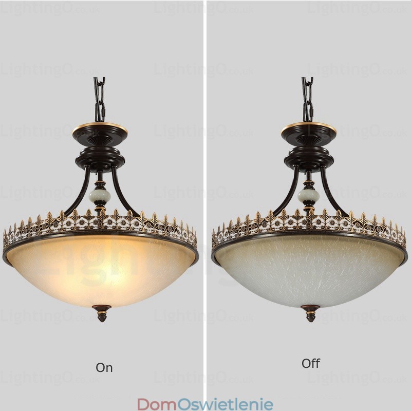 3-punktowa lampa wisząca w stylu rustykalnym z kloszem szklanym