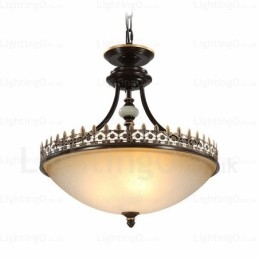 3-punktowa lampa wisząca w stylu rustykalnym z kloszem szklanym