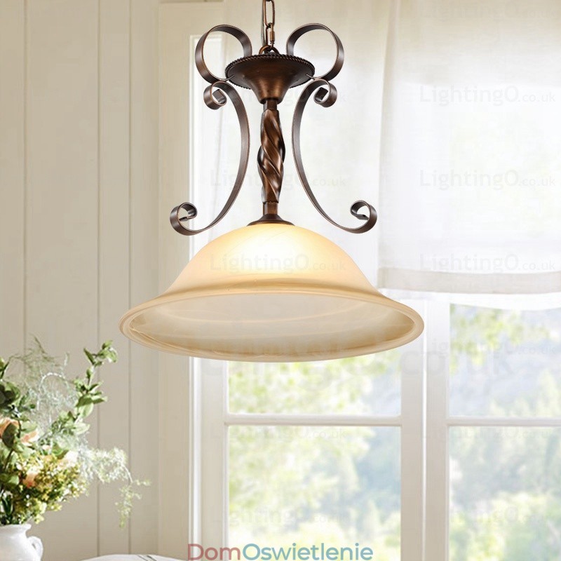 1 lampa wisząca Country Rustic z kloszem szklanym