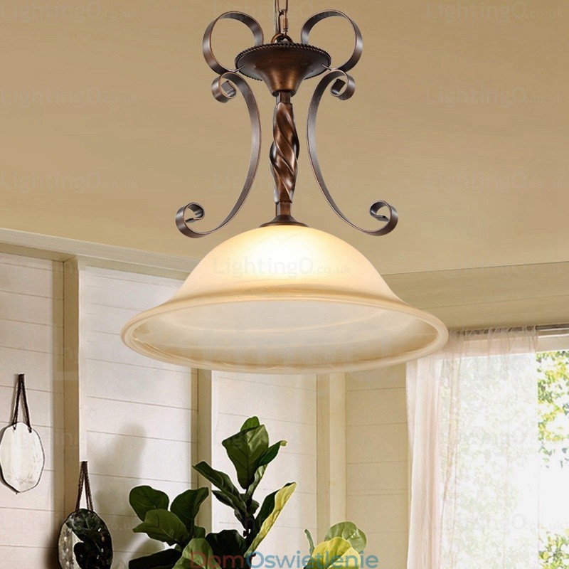 1 lampa wisząca Country Rustic z kloszem szklanym