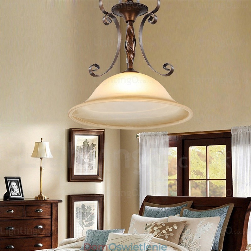 1 lampa wisząca Country Rustic z kloszem szklanym