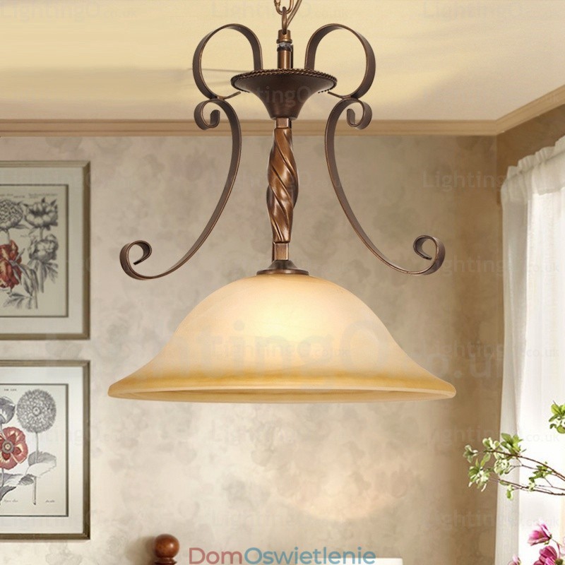 1 lampa wisząca Country Rustic z kloszem szklanym