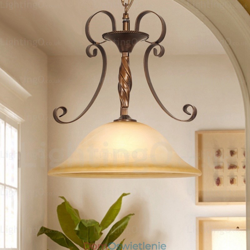 1 lampa wisząca Country Rustic z kloszem szklanym