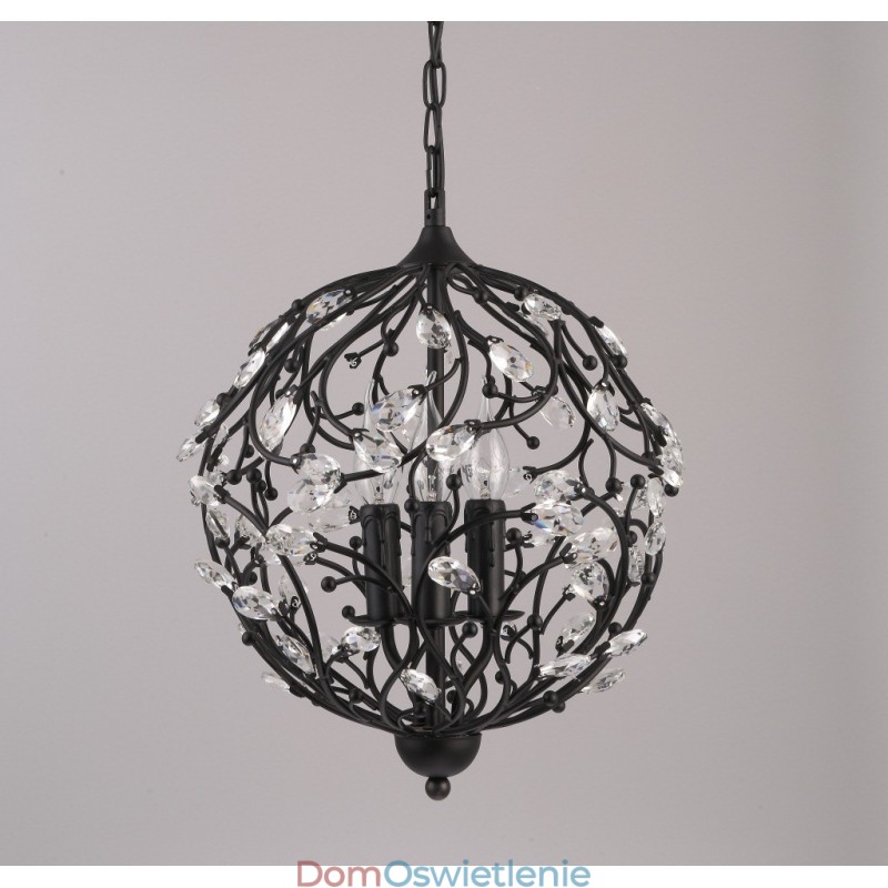 3-punktowa lampa wisząca Vintage Retro Globe Crystal