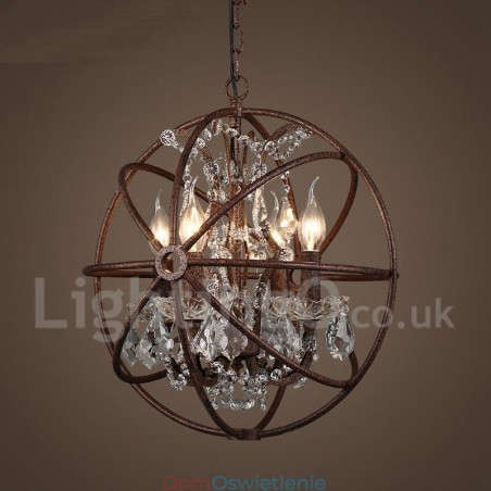 4 światła średnica 40CM Vintage kryształowy glob malowanie metalowy żyrandol rdzawy kolor wisząca lampa 4 światła średnica 40CM Vintage kryształowy glob malowanie metalowy żyrandol rdzawy kolor wisząca lampa