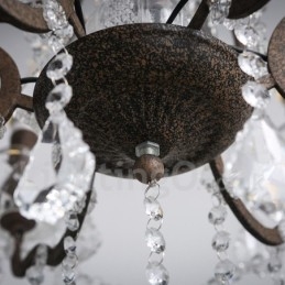 6 Światło Średnica 60 CM Vintage Kryształ Malowanie Metalowy Żyrandol Zardzewiały Żelazny Kolor Wisząca Lampa