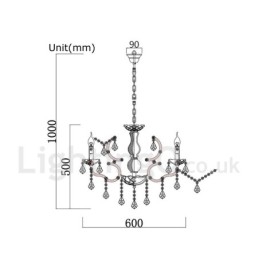 6 Światło Średnica 60 CM Vintage Kryształ Malowanie Metalowy Żyrandol Zardzewiały Żelazny Kolor Wisząca Lampa