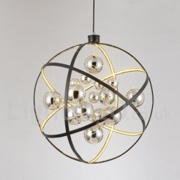 Średnica 50CM 80CM Żyrandol w kształcie kuli w stylu vintage, w kolorze rdzy, wisząca lampa