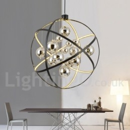 Średnica 50CM 80CM Żyrandol w kształcie kuli w stylu vintage, w kolorze rdzy, wisząca lampa