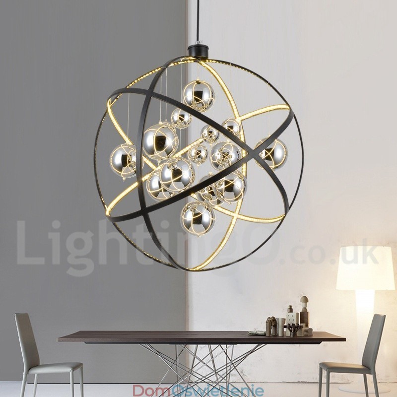 Średnica 50CM 80CM Żyrandol w kształcie kuli w stylu vintage, w kolorze rdzy, wisząca lampa