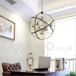 Średnica 50CM 80CM Żyrandol w kształcie kuli w stylu vintage, w kolorze rdzy, wisząca lampa