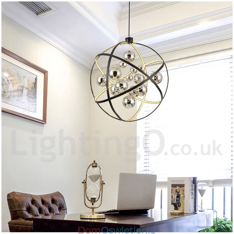 Średnica 50CM 80CM Żyrandol w kształcie kuli w stylu vintage, w kolorze rdzy, wisząca lampa