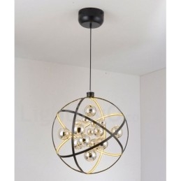 Średnica 50CM 80CM Żyrandol w kształcie kuli w stylu vintage, w kolorze rdzy, wisząca lampa