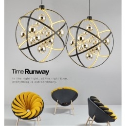 Średnica 50CM 80CM Żyrandol w kształcie kuli w stylu vintage, w kolorze rdzy, wisząca lampa