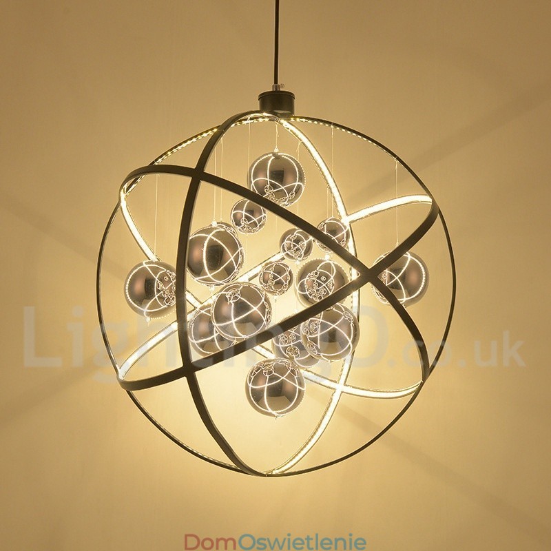 Średnica 50CM 80CM Żyrandol w kształcie kuli w stylu vintage, w kolorze rdzy, wisząca lampa