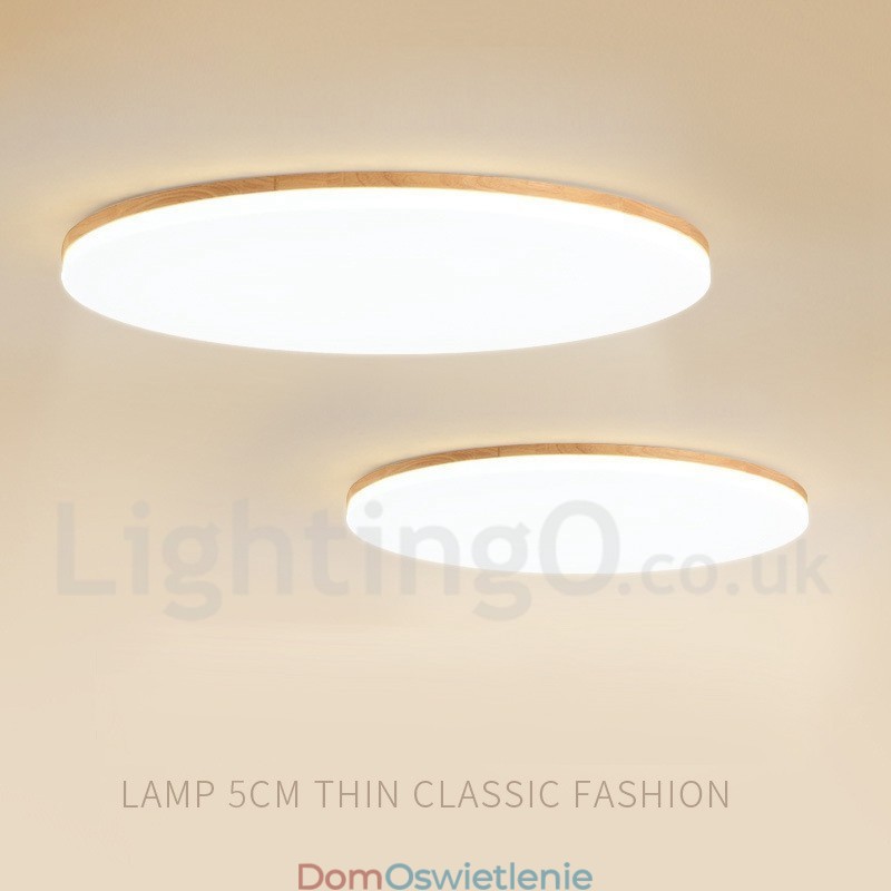 Nordic Okrągła Lampa Sufitowa Prosta Nowoczesna Lampa Z Litego Drewna Ultra Cienka Lampa Sufitowa