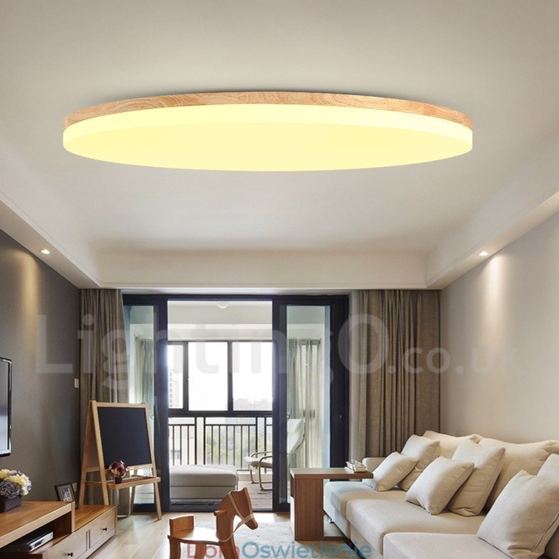Nordic Okrągła Lampa Sufitowa Prosta Nowoczesna Lampa Z Litego Drewna Ultra Cienka Lampa Sufitowa